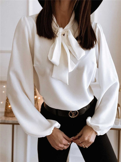 Aniston | Women’s Bow Tie Neck Long Sleeve Blouse