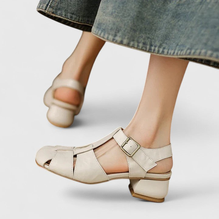Jolene | Women’s Vintage Peep-Toe Block Heel Sandals
