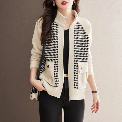 Miranda | Women’s Zip-Up Knit Jacket with Textured Panels