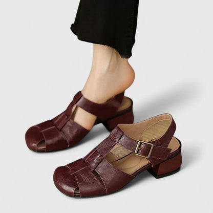 Jolene | Women’s Vintage Peep-Toe Block Heel Sandals