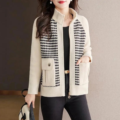 Miranda | Women’s Zip-Up Knit Jacket with Textured Panels