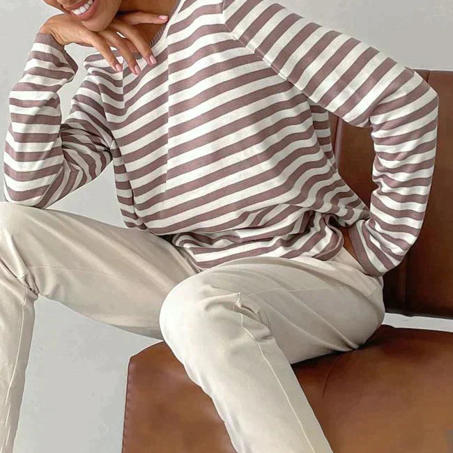 Nora | Women’s Striped Crew Neck Long-Sleeve Top