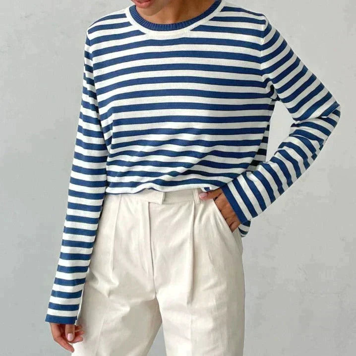 Nora | Women’s Striped Crew Neck Long-Sleeve Top