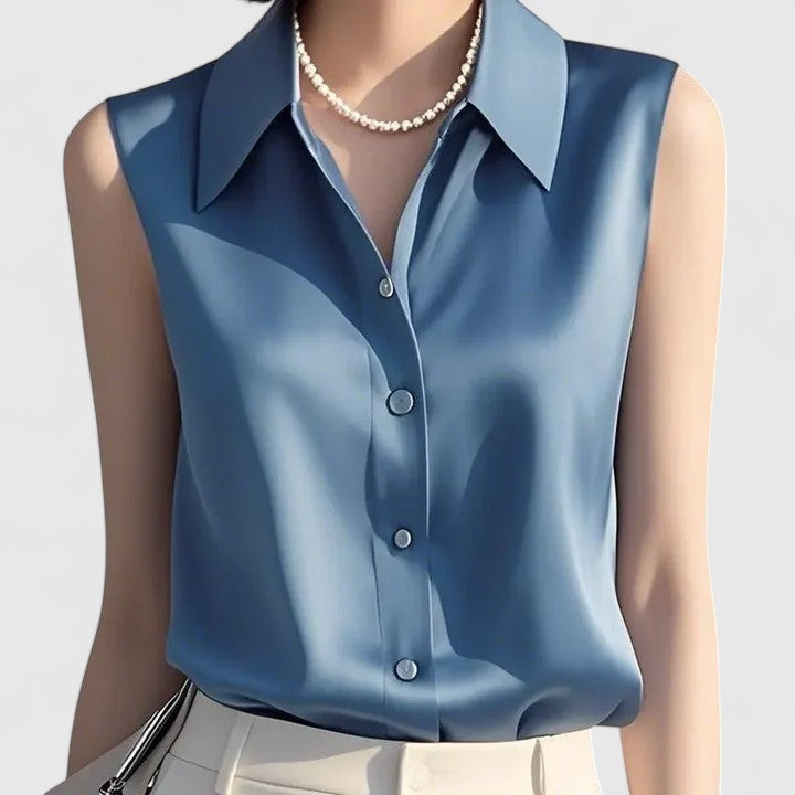 Brynn | Women’s Sophisticated Sleeveless Satin Blouse