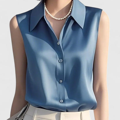 Brynn | Women’s Sophisticated Sleeveless Satin Blouse