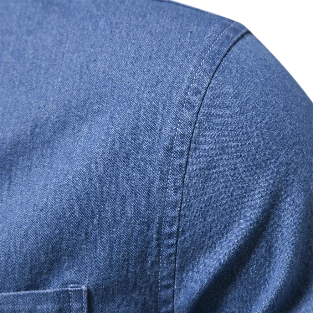 James | Men’s Light Blue Denim Button Up Shirt