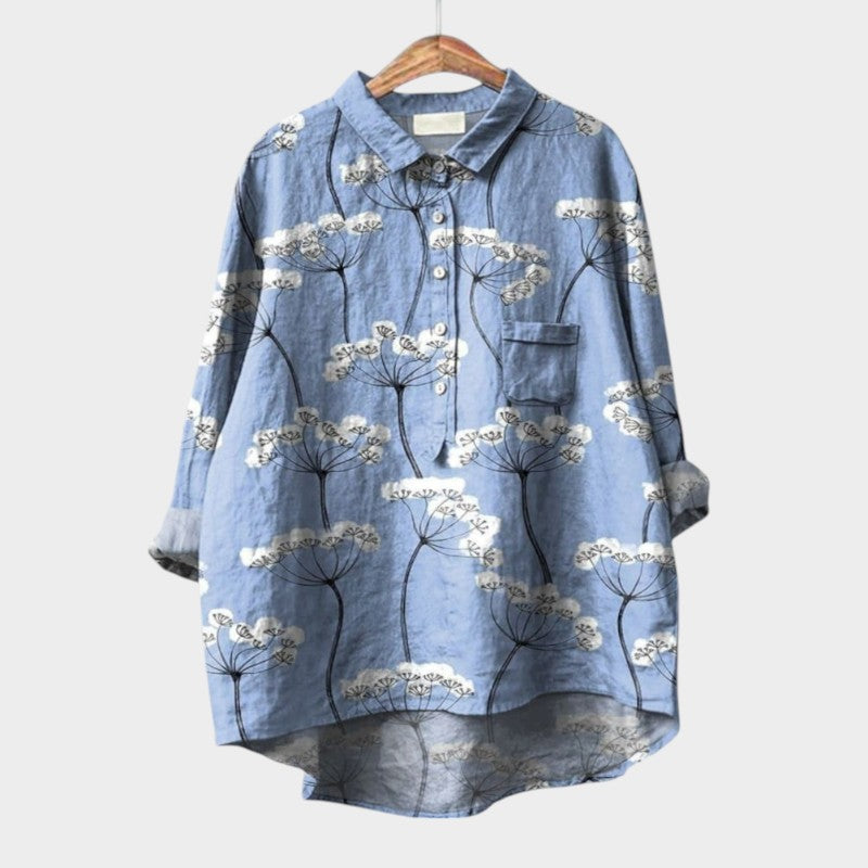 Kinsley | Women’s Artistic Print Button Up Blouse