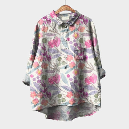 Kinsley | Women’s Artistic Print Button Up Blouse