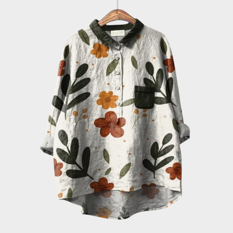 Kinsley | Women’s Artistic Print Button Up Blouse
