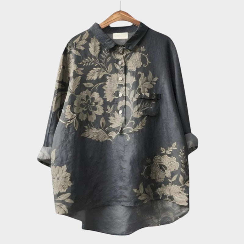Kinsley | Women’s Artistic Print Button Up Blouse