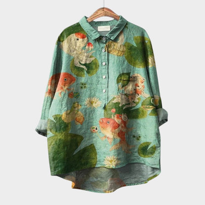 Quing | Women’s Floral Button Up Blouse