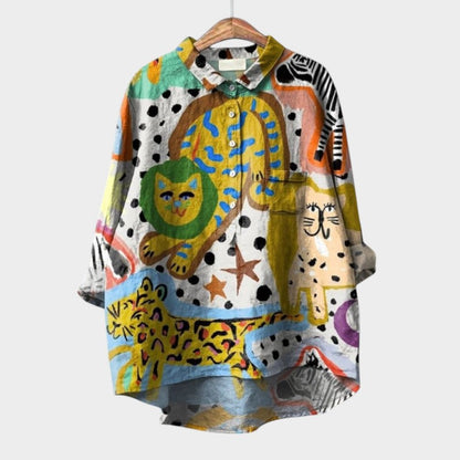 Quing | Women’s Floral Button Up Blouse
