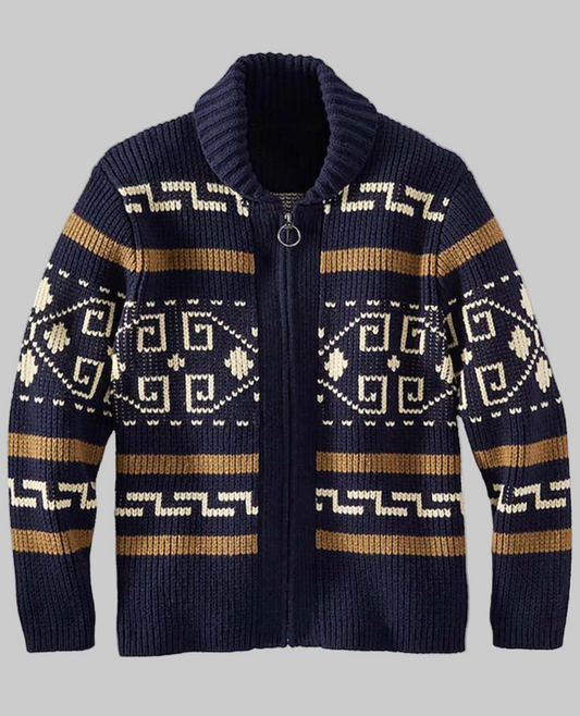 Loki | Men’s Knit Zip-Front Cardigan with Turn-Down Collar