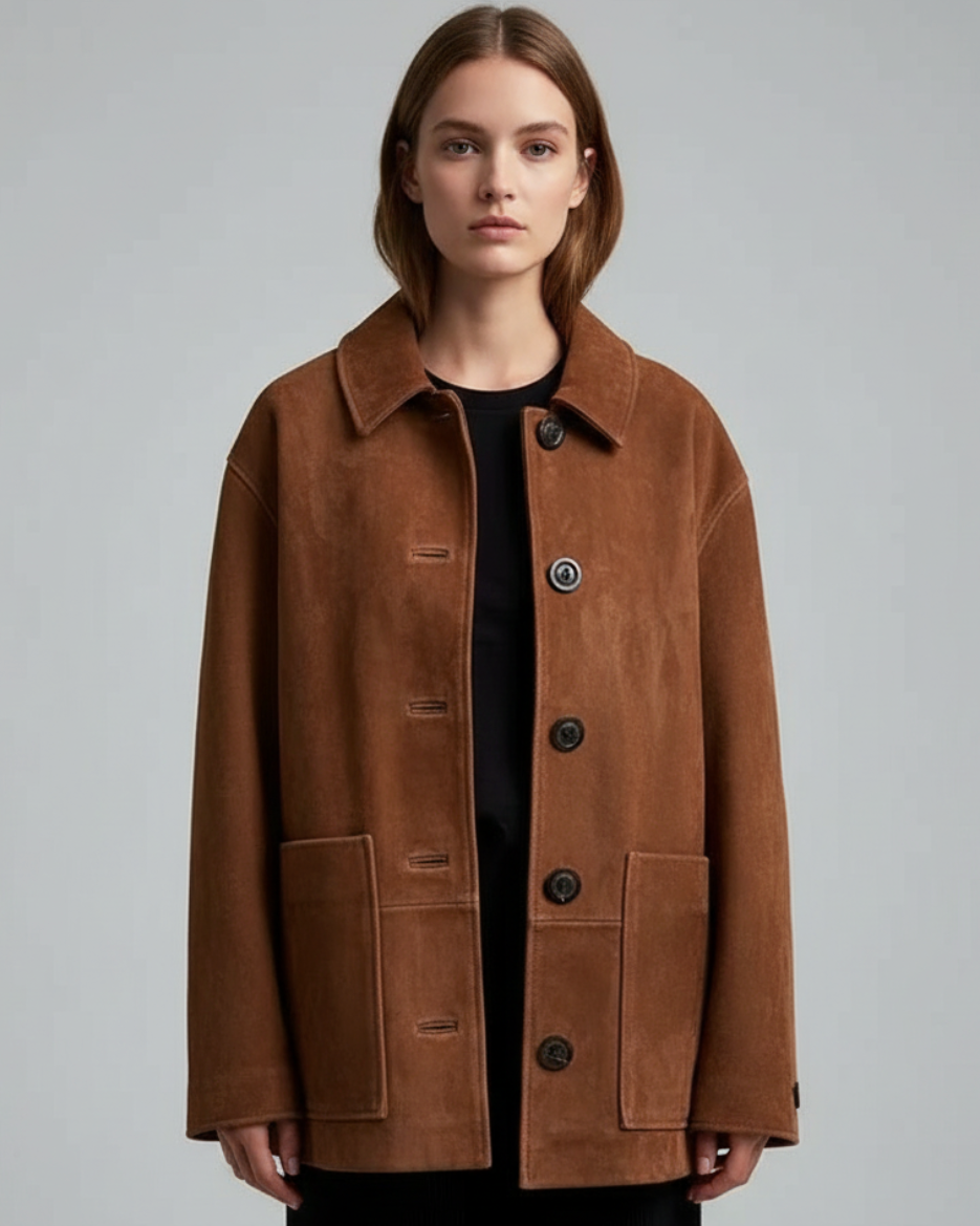 Elise | Women’s Elegant Suede Button-Up Jacket