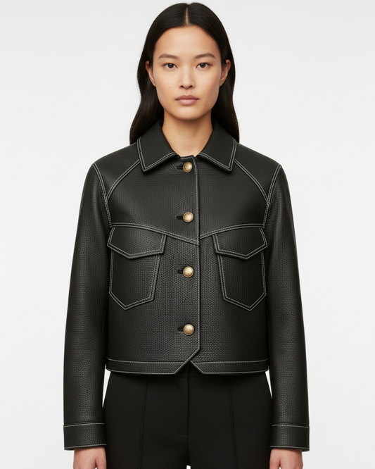 Maya | Women’s Modern Button-Front Short Jacket