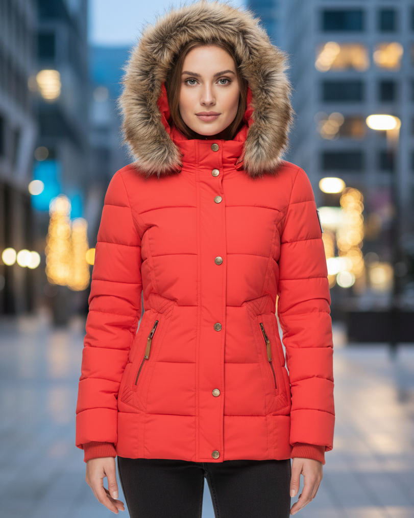 Nicole | Women’s Winter Puffer Jacket with Fur Hood