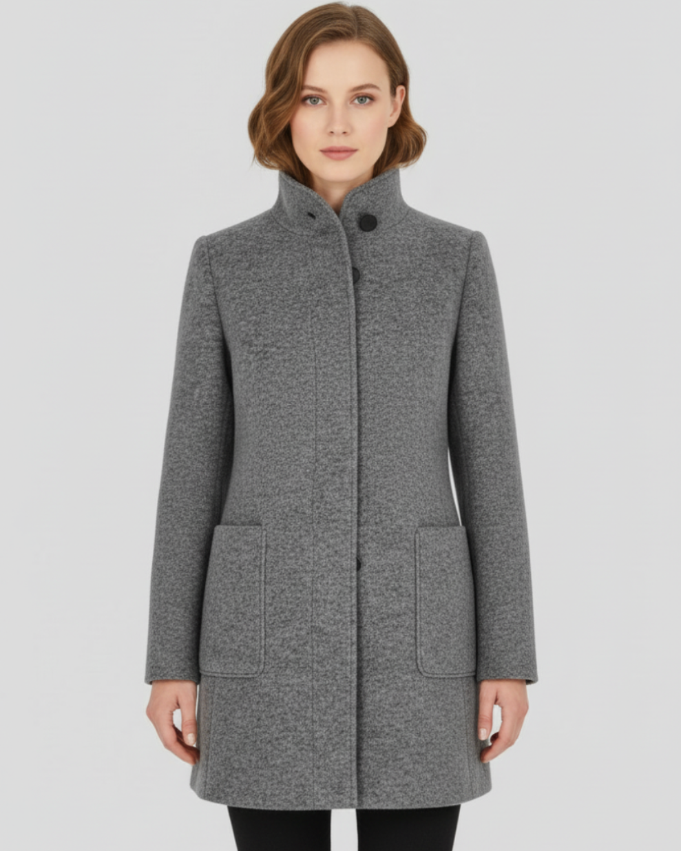 Crela | Women’s Mid-Length Coat with Stand Collar Design