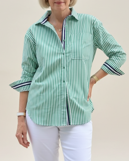 Lilibet | Women’s Striped Casual Button-Front Blouse