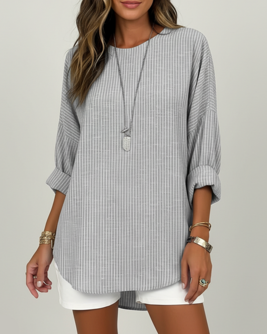 Ione | Women’s Trendy Chic Striped Lightweight Blouse