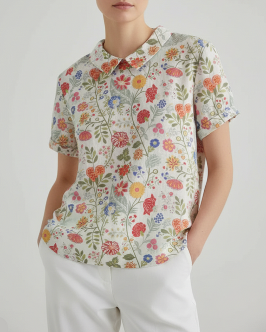Lowenna | Women’s Classic Floral Short-Sleeve Blouse