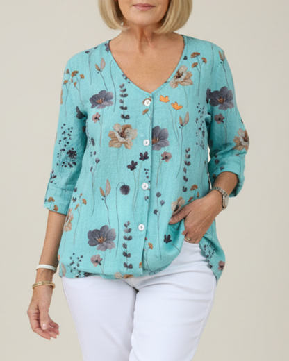 Prudence | Women’s Graceful Floral Short-Sleeve Spring Top