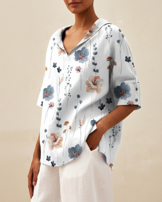 Cressida | Women’s Soft Floral V-Neck Casual Top
