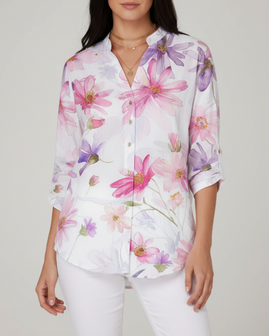 Genevieve | Women’s Airy Floral Print Spring Blouse