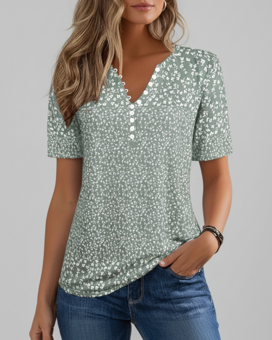 Daphne | Women’s Casual Printed Short Sleeve Blouse