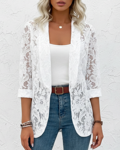 Juliette | Women’s Elegant Lace Trim Blazer