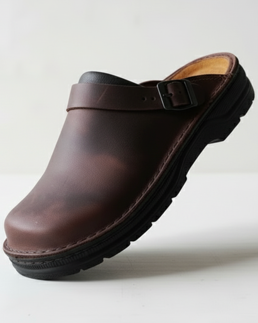 Wyatt | Men’s Orthopedic Leather Slip-On Clogs with Cushioned Support