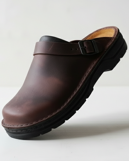 Wyatt | Men’s Orthopedic Leather Slip-On Clogs with Cushioned Support