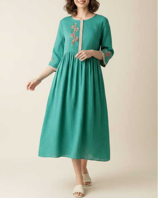 Amara | Women’s Summer Embroidered Ethnic Midi Dress