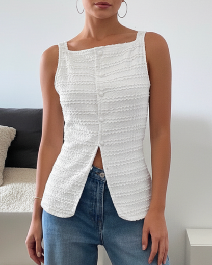 Gemma | Women’s Spring Sleeveless Button Front Top