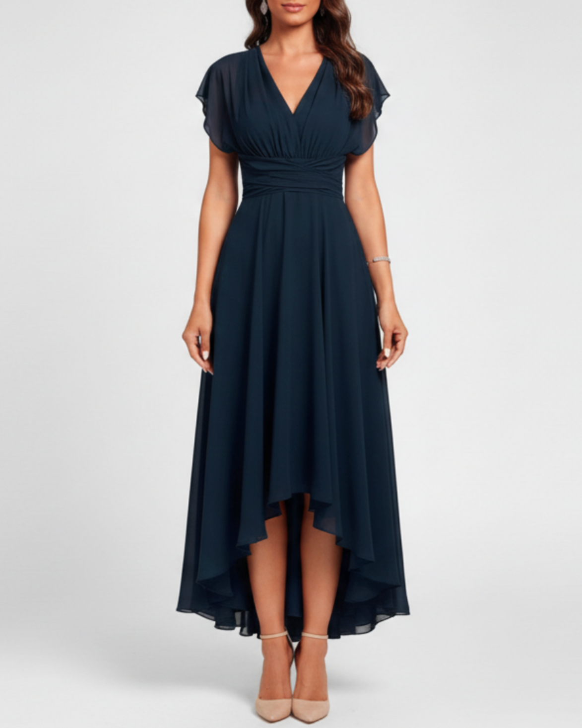 Marina | Women’s Summer V-Neck Flowy Cocktail Midi Dress