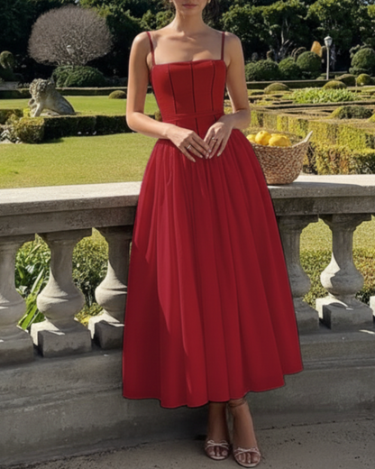 Seline | Women’s Wedding Guest Corset Bodice Flowy Midi Dress