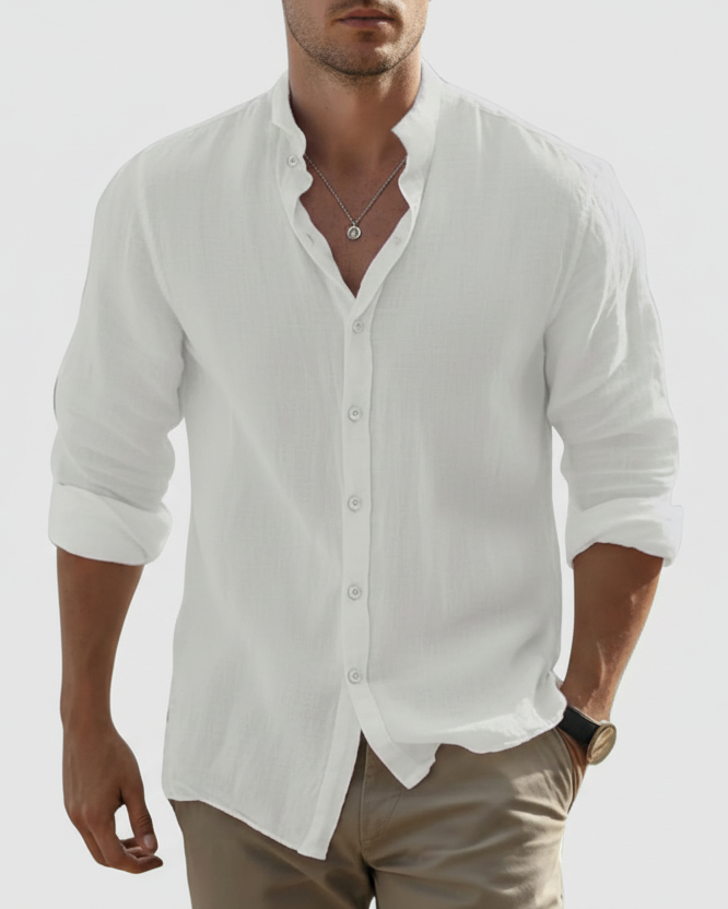 Wyatt | Men’s Stand Collar Button-Up Shirt