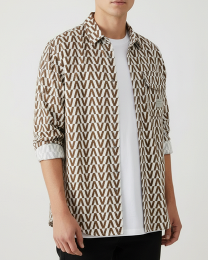 Micah | Men’s Long Sleeve Geometric Pattern Button-Up Shirt