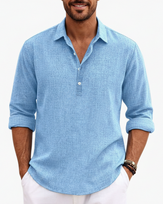 Logan | Men’s Straight-Cut Collared Button-Placket Shirt