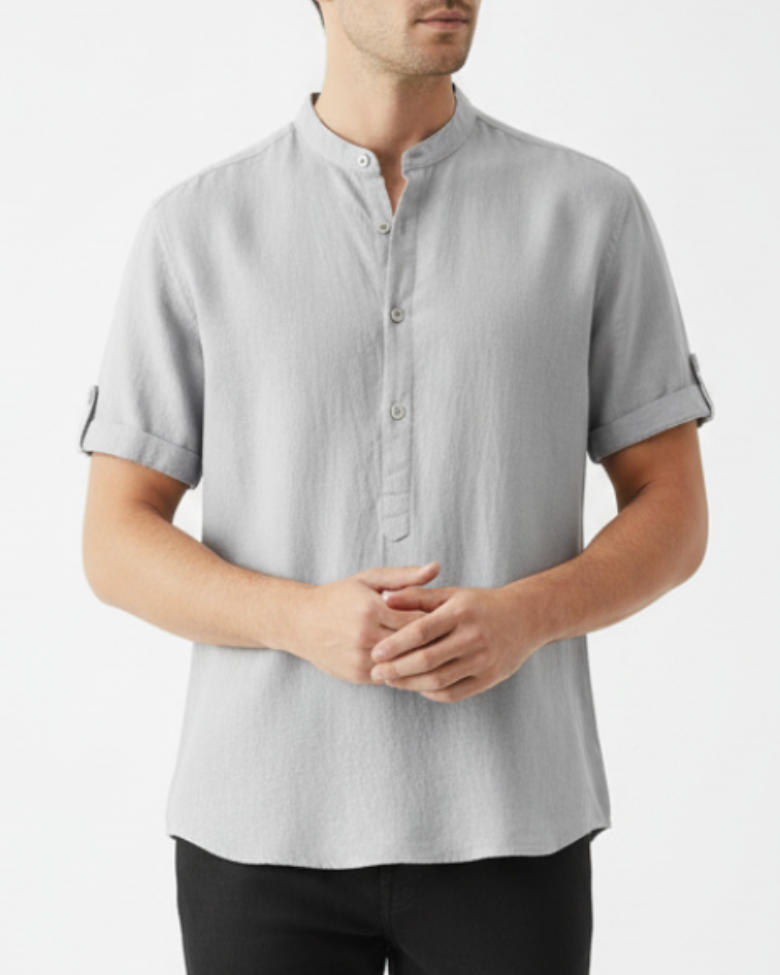 Harrison | Men’s Stand Collar Short Sleeve Button-Up Shirt