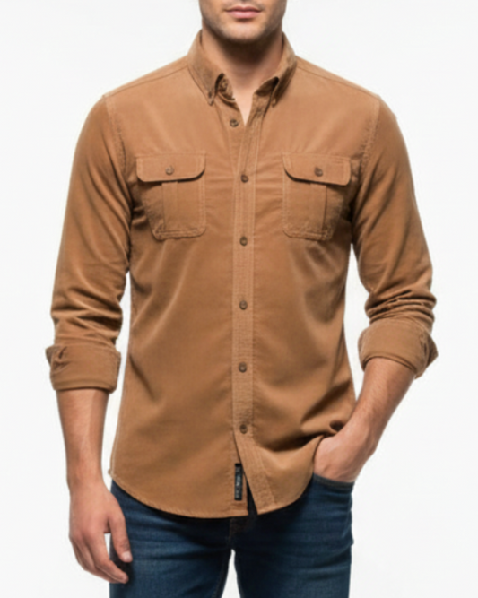 Carter | Men’s Long Sleeve Dual Chest Pocket Button-Up Shirt