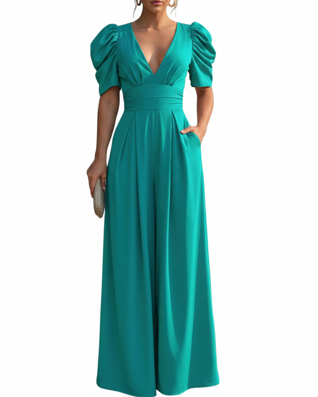 Elysia | Women’s Puff Sleeve Wide-Leg Jumpsuit