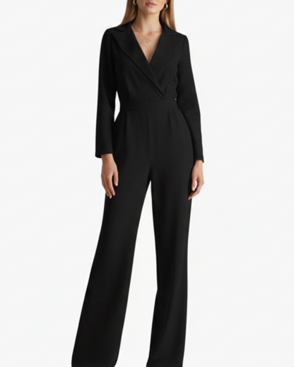 Vivienne | Women’s Long Sleeve Collared Wide-Leg Jumpsuit