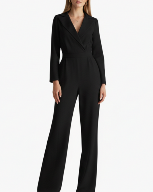Vivienne | Women’s Long Sleeve Collared Wide-Leg Jumpsuit