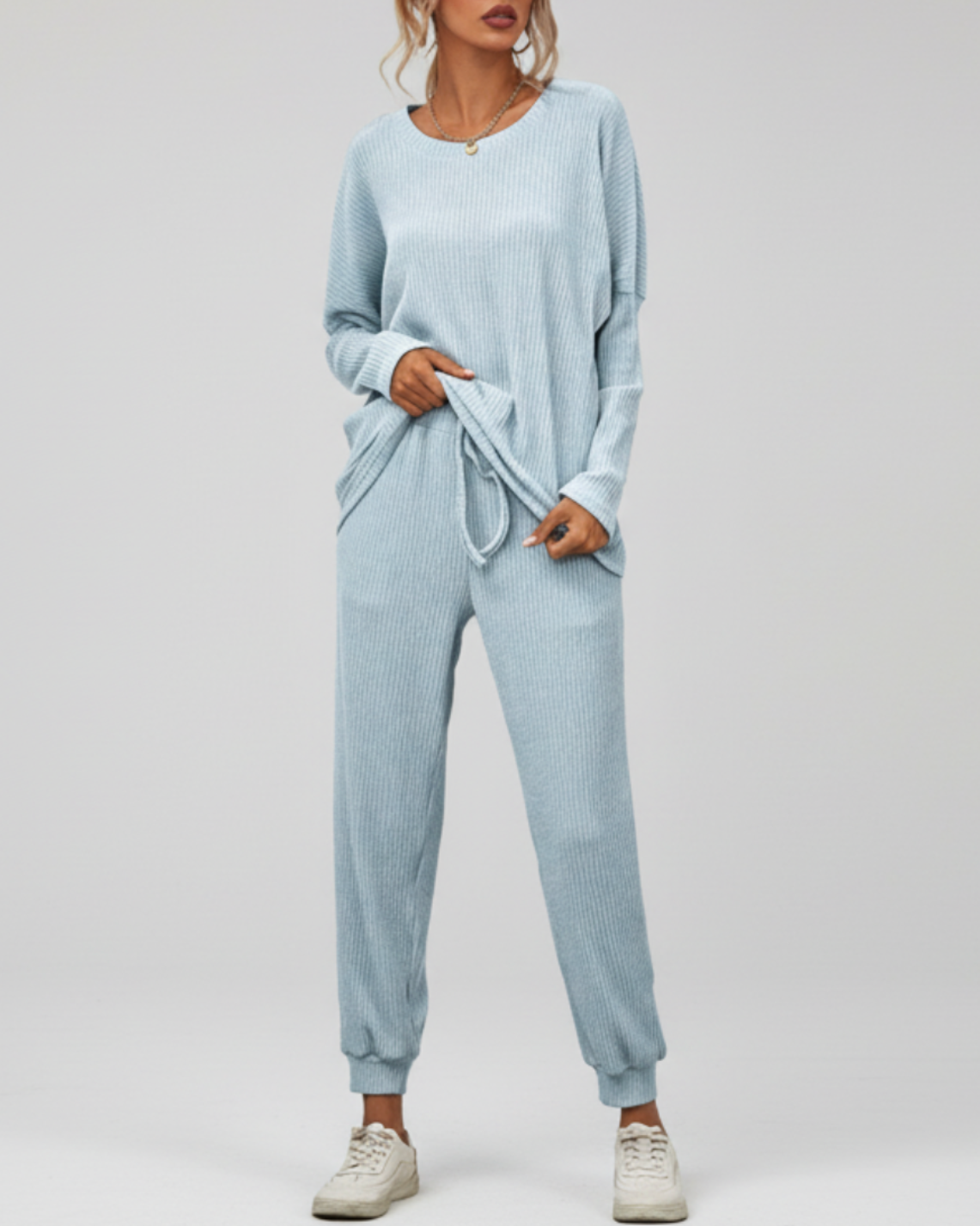 Clementine | Women’s Round Neck Ribbed Lounge Set