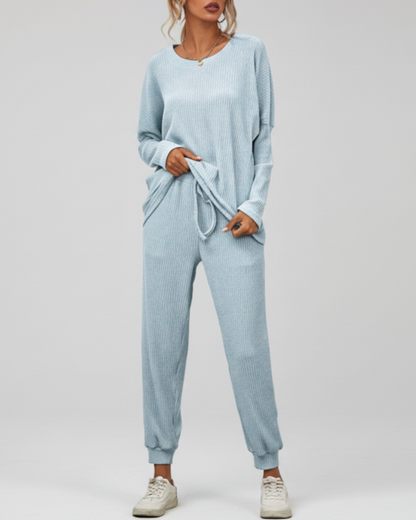 Clementine | Women’s Round Neck Ribbed Lounge Set