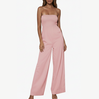 Juliette | Women’s Sleeveless Smocked Bodice Wide-Leg Jumpsuit