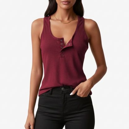 Jordyn | Women’s Sleeveless Button Front Sports Tank Top