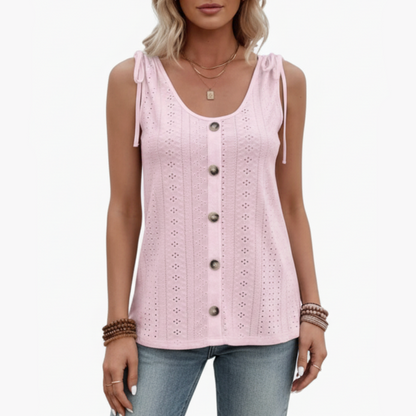 Sabrina | Women’s Sleeveless Button Front Ribbed Top