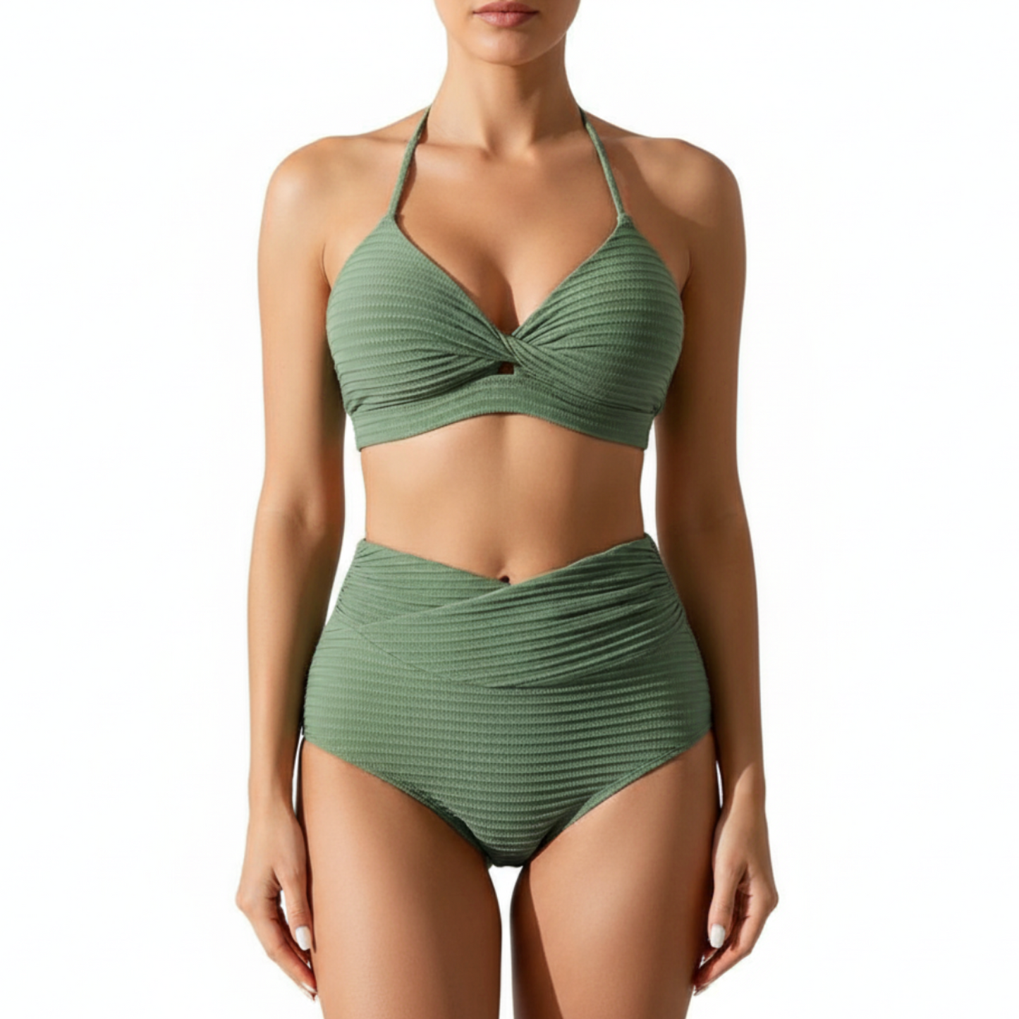 Brenna | Women’s Textured High-Waisted Bikini Set
