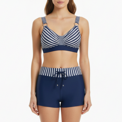 Camryn | Women’s Elastic Waistband Two-Piece Swimsuit Set with Shorts